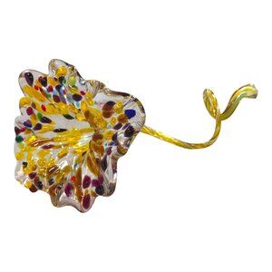 Handcrafted Artisan Glass Confetti Flower Twisted Stem Millefiori Decorative Art